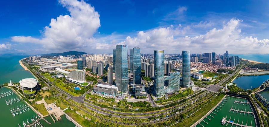 金砖创新基地选址厦门。厦门国际会议中心周边航拍图。黄嵘摄